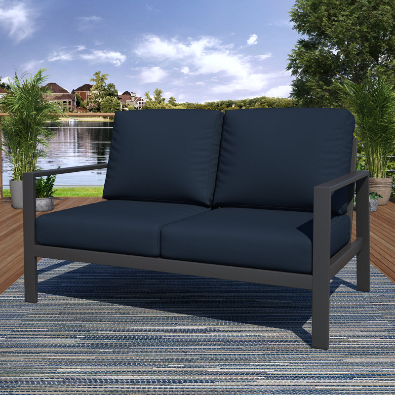 Townsend Sofa Seating Group with Sunbrella® Cushions, Canvas Navy Sunbrella® Canvas, Mahogany