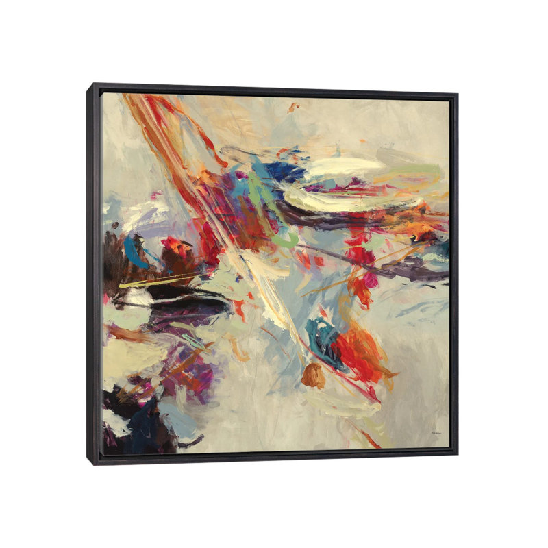 «Positif énergie I» par Randy Hibberd - reproduction d'art, H 18 po x l 18 po x 1,5 po, Toile avec cadre noir patiné