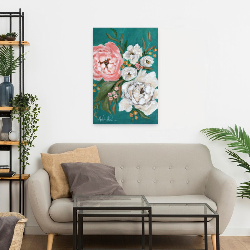 Art et fleurs de pivoines printanières, H 24 po x l 16 po