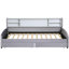 Lit plateforme tapissier simple gris - Revêtement en velours, nombreux espaces de rangement, avec-569648629