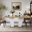 Table de salle à manger extensible de style rustique de 200 cm (78,7 po), pouvant accueillir de 8 à 10 personnes, avec étagères de rangement de chaque côté, table de cuisine extensible en bois de style moderne du milieu du siècle