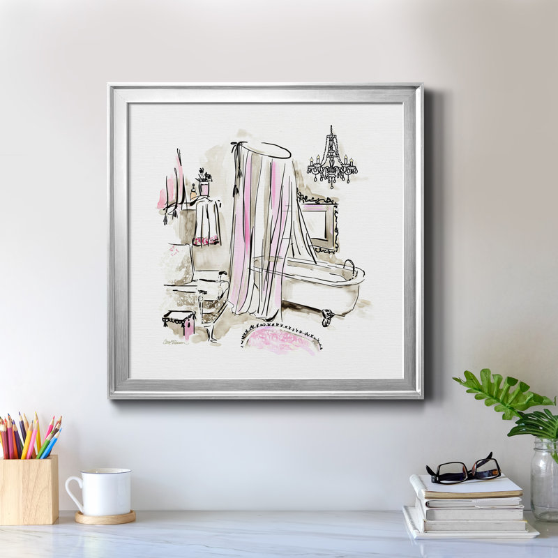 «Pink Opulence I», reproduction d'art sur toile, H 17,5 po x l 17,5 po x P 1,5 po, Toile encadrée argentée