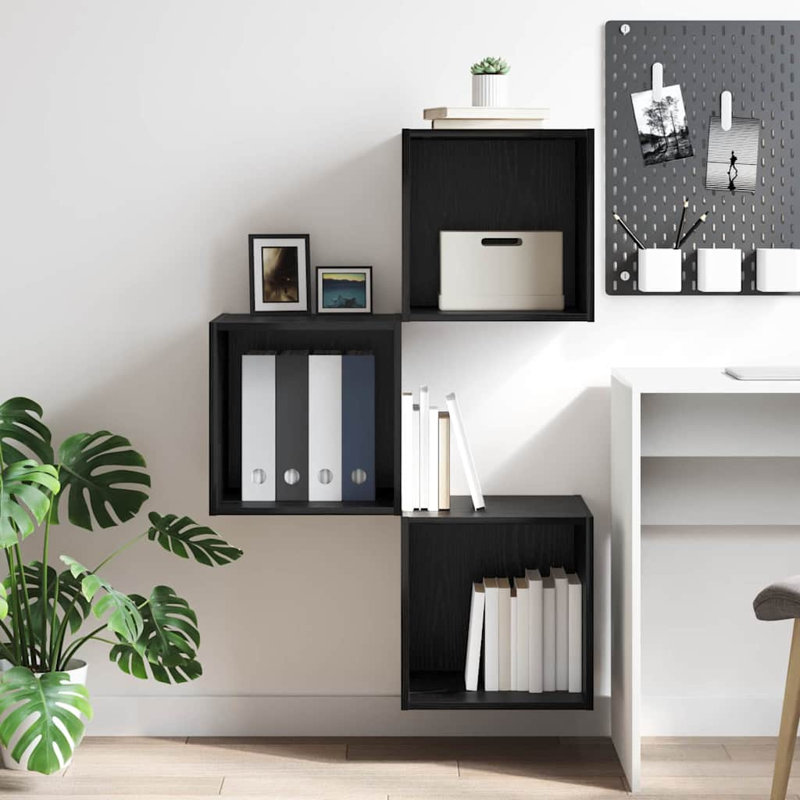 Wall Cabinet 37 X 37 X 37 Cm Engineered Wood, Black Oak