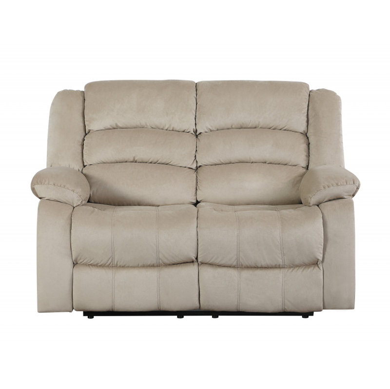  60" Beige Microfiber Manual Reclining Loveseat