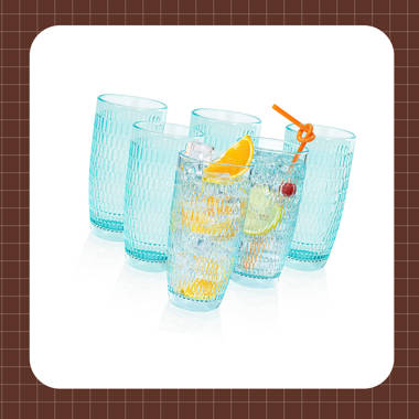 Set 4 Ocean Drinking Glass Tumblers 16 Oz Glassware 6 