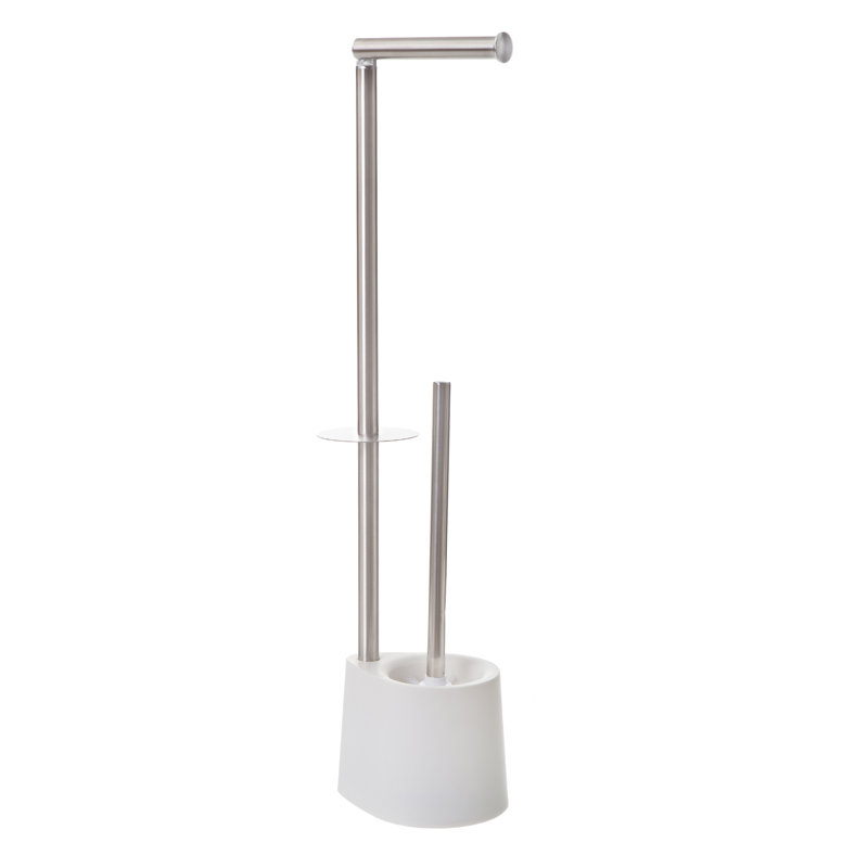 Swilley Free-Standing Toilet Roll & Brush Holder, White