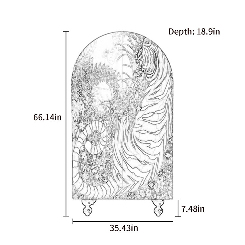 Armoire arquée avec tablettes et portes