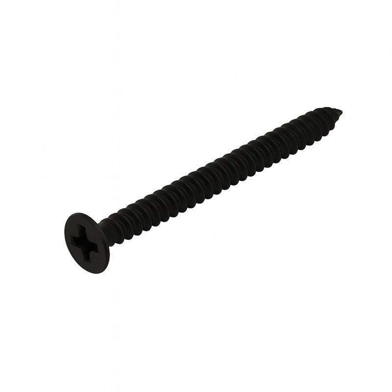 Brixwell PS102MBL 10 x 2 po, fixation murale à tête plate, vis à tôle, longueur 2 po, finition noir mat, paquet de 10