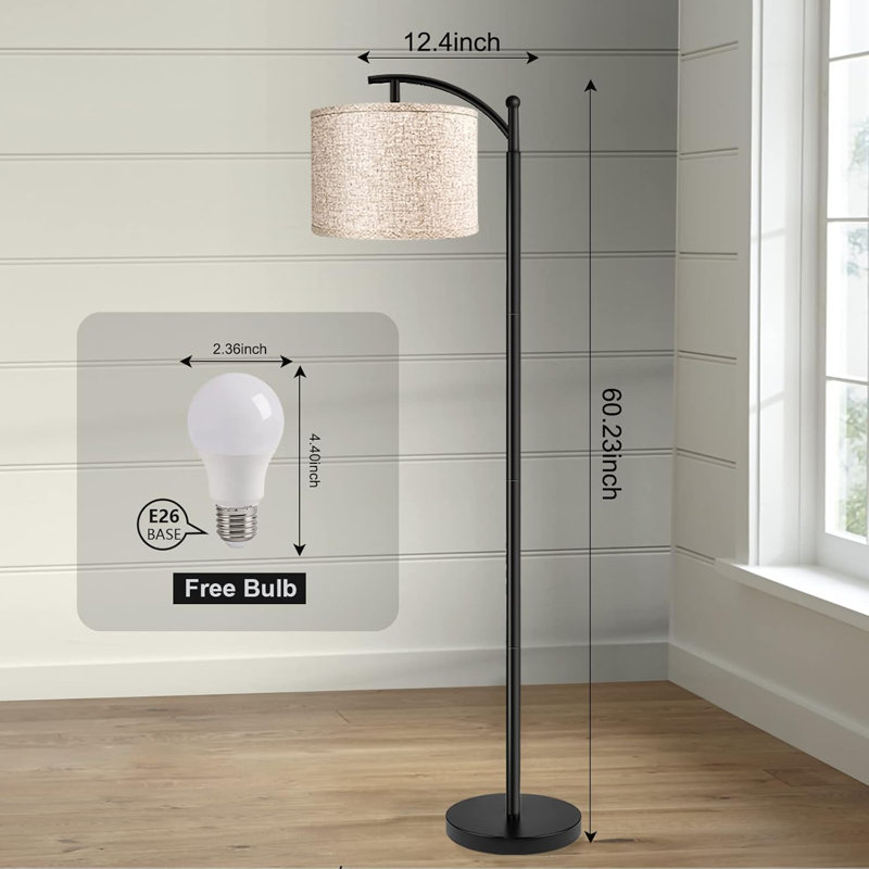 Floor Lamp For Living Room, 4 Color Temperature LED Floor Lamp With Remote Control & Foot Switch, LED Bulb Included, Modern Standing Lamp For Bedroom, Study Room, Office - Black
