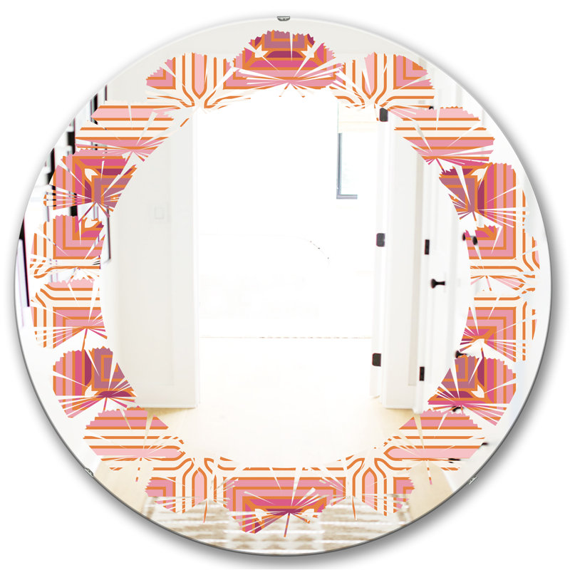 Miroir mural sans cadre de style géométrique ii feuilles, H 31,5 po x l po