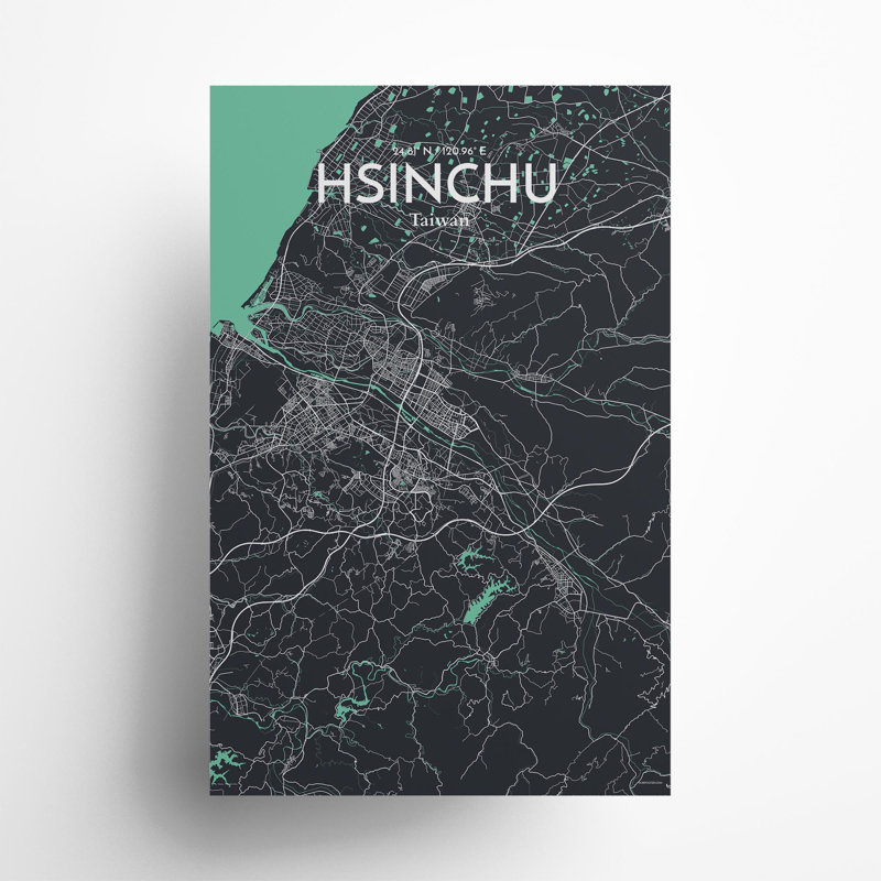 Hsinchu City Map In Dream - No Frame Print, 17cm H x 11cm W x 0.05cm D
