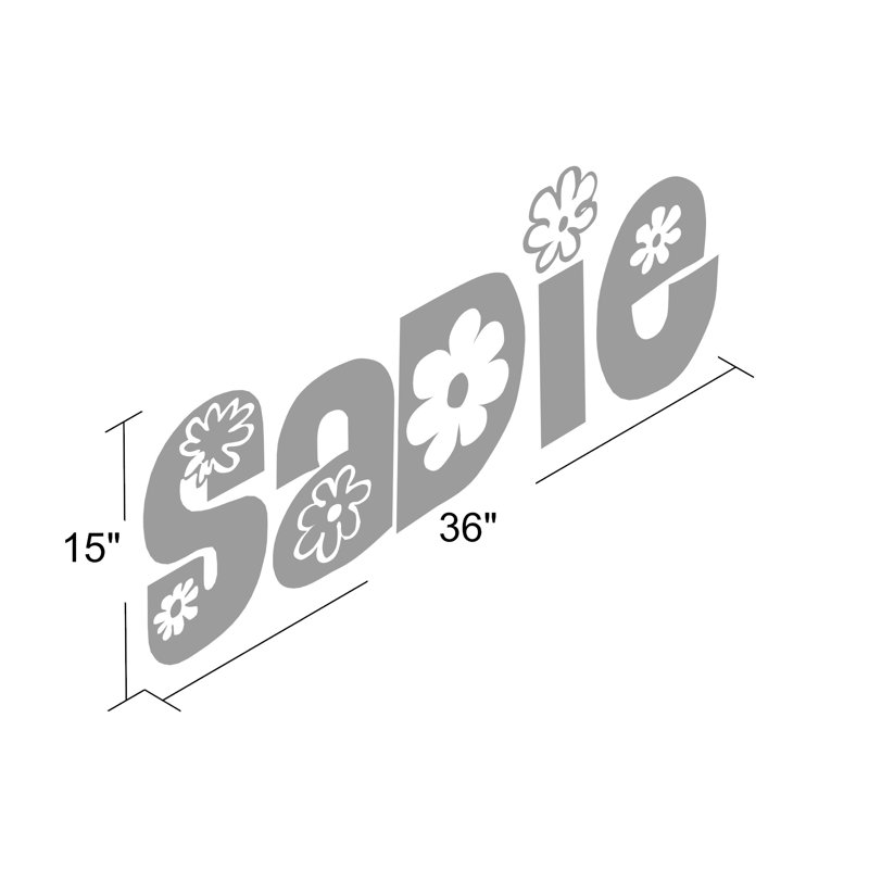 Floral Name Wall Decal, Navy Blue, Yes