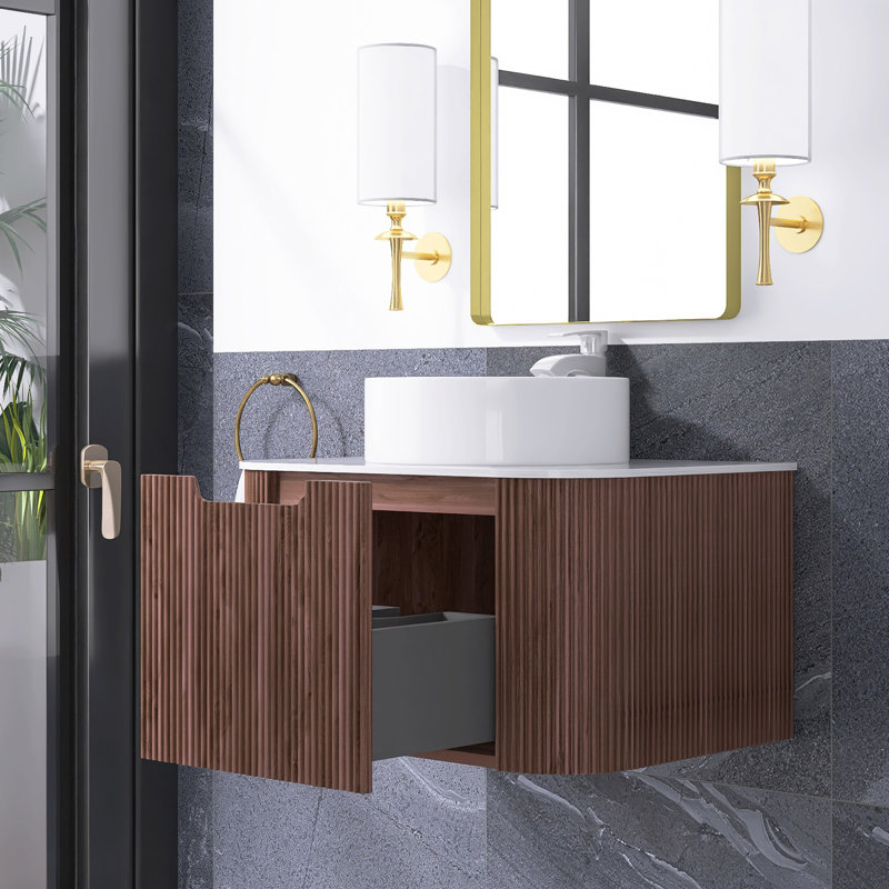 Meuble-lavabo mural simple 24 po avec lavabo en céramique blanche 24 po