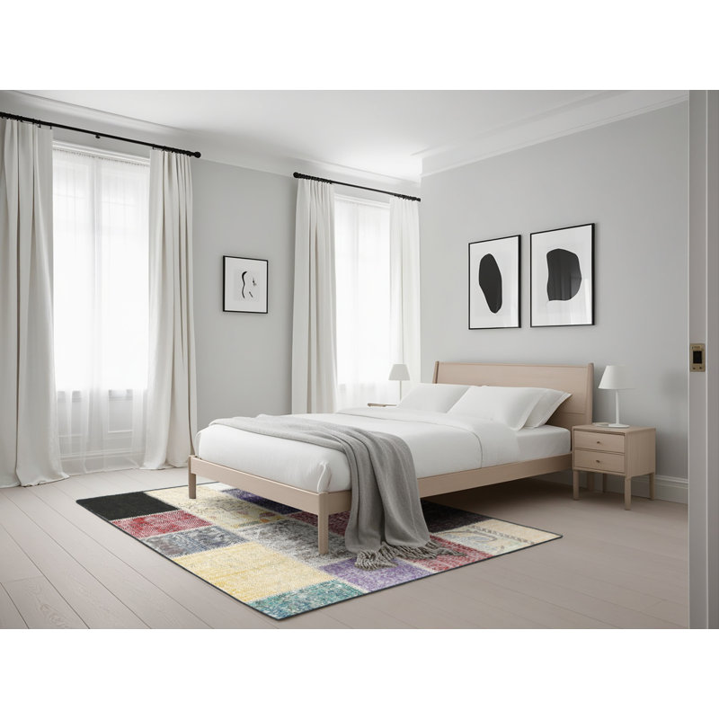 Tapis gris / blanc Lostant, Rectangle 5 pi x 7 pi