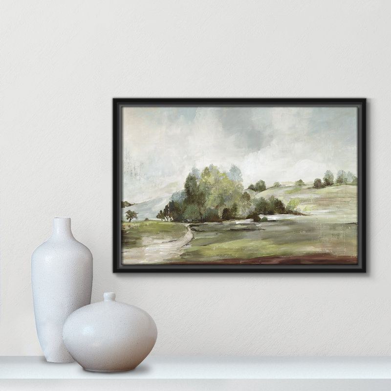 Concorde Green Country Road by Allison Pearce - Floater Frame Print on Canvas, 13.5" H x 19.5" W, Black