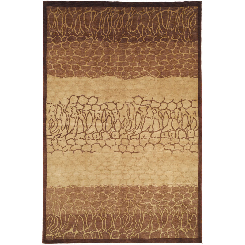 Ipswich Hand-Knotted Wool Brown Area Rug, Rectangle 4' x 6'