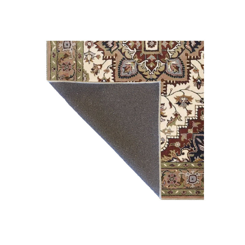 Tapis crème crème à motifs géométriques multicolores lavables à la machine, Sous-tapis carré 3 pi 11 po inclus