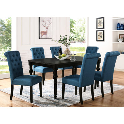 Table rectangulaire et 6 chaises en bois de style urbain uni avec espaces de lavage