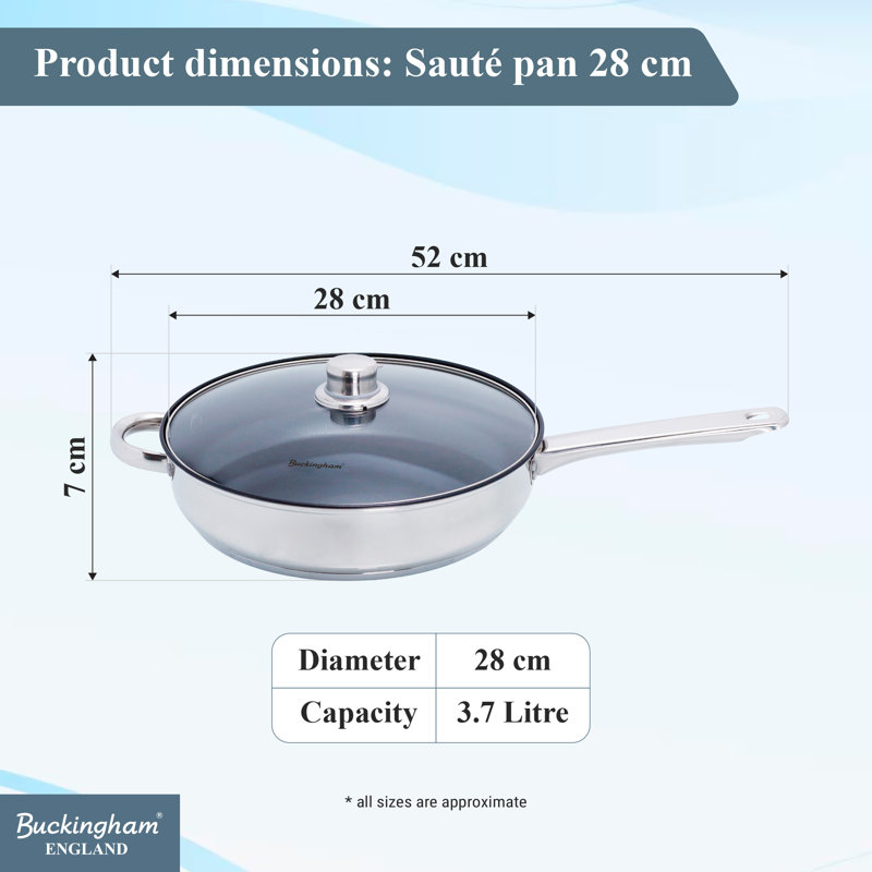 Buckingham Deep Induction Sauté Pan Stainless Steel, 10cm H x 52cm W x 28cm D