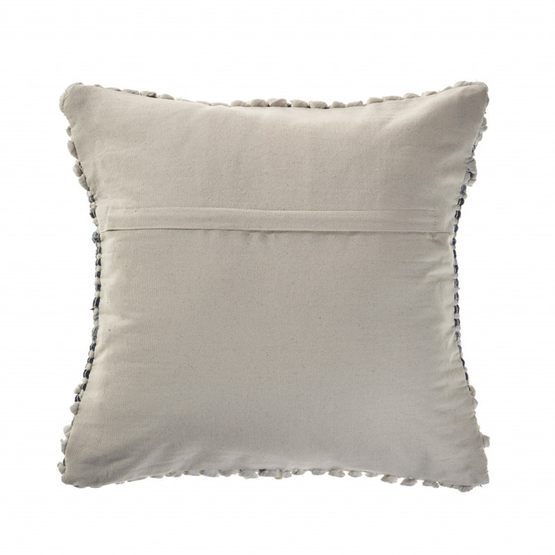 Coastal Striped Textured Square Throw Pillow Cover, Polyester