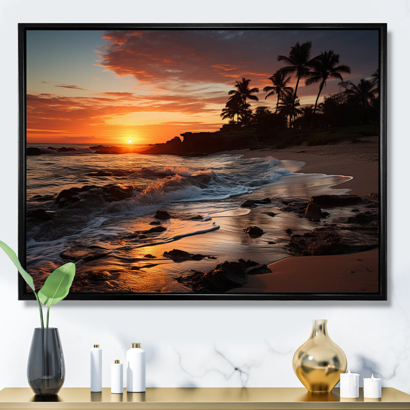 Dominicain Coastal Twilight - impression, Cadre flottant noir, H 12 po x l 20 po x P 1 po