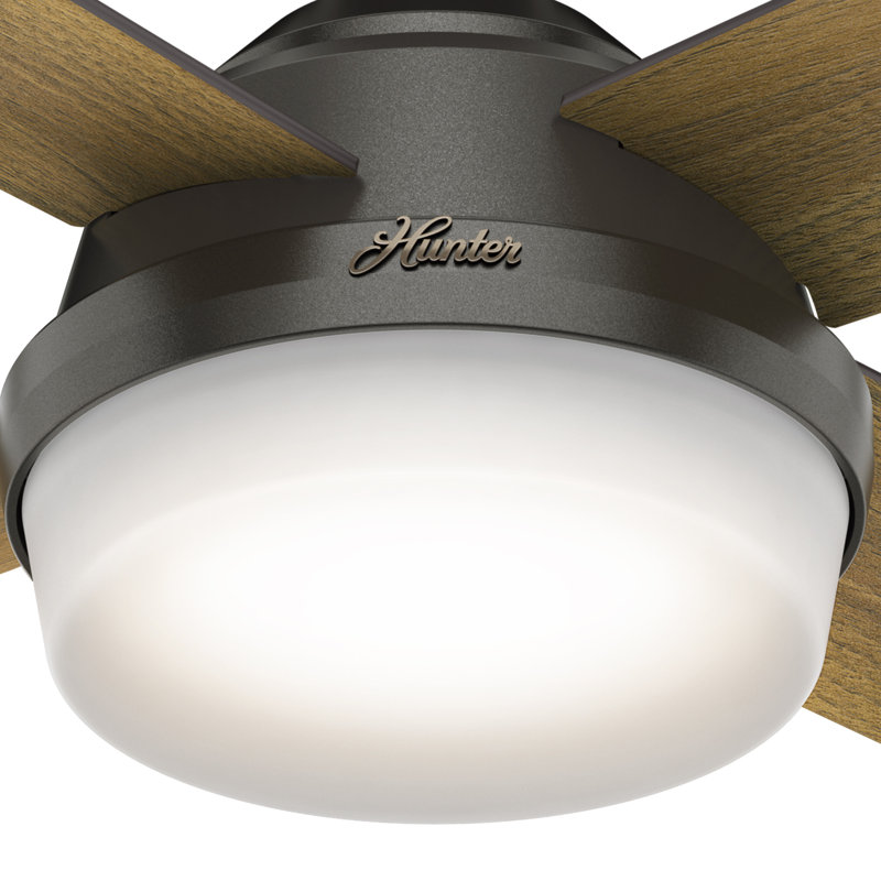Dempsey 44" 4 - Blade Standard Ceiling Fan with Lights and Remote, Noble Bronze