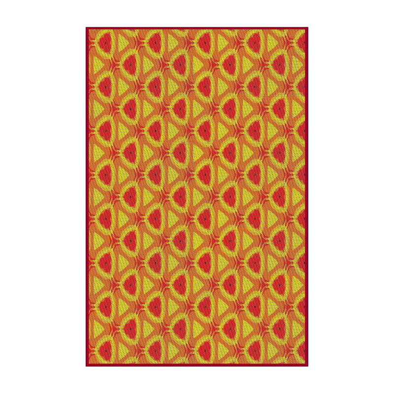 Tapis orange/rouge tissé à la machine, Rectangle 5 pi x 7 pi