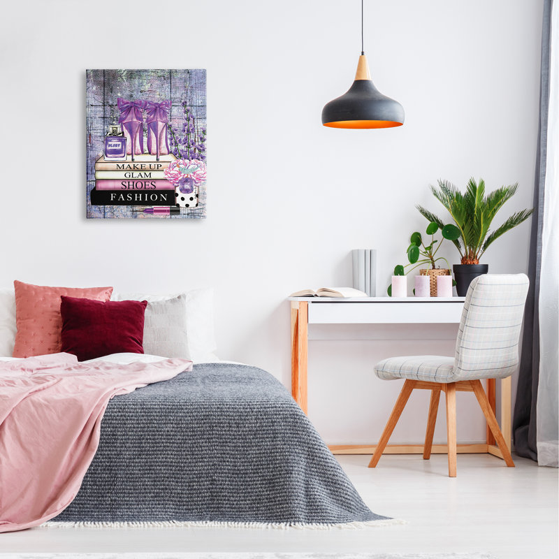 Art moderne sur toile, livres modernes et mauves par Yvonne Coleman Burney, H 30 po x l 24 po x P 1,5 po