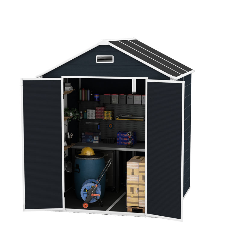 Rangement extérieur en polypropylène gris foncé 6 * 6pi, imperméable, antirouille, protégé, spacieux et bien conçu