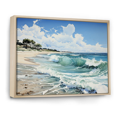 Beach Serene Shores Pointillism - Landscapes Canvas Wall Art