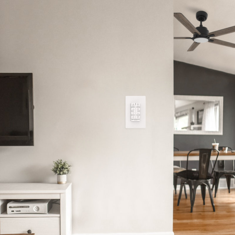 White Smart Wi-Fi Ceiling Fan Control Switch with Light