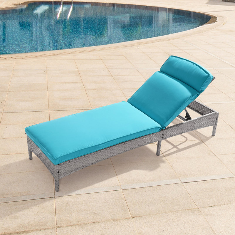 Chaise longue inclinable longue 75,9 po avec coussins, Bleu
