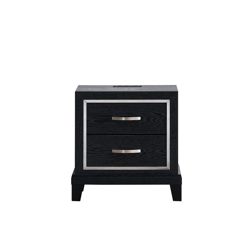 Table de chevet 2 tiroirs Livingston avec prises CA / USB