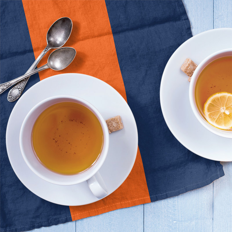Stripe Tea Towel Kitchen Towel, Cotton Twill, Navy Blue/Orange Baseball