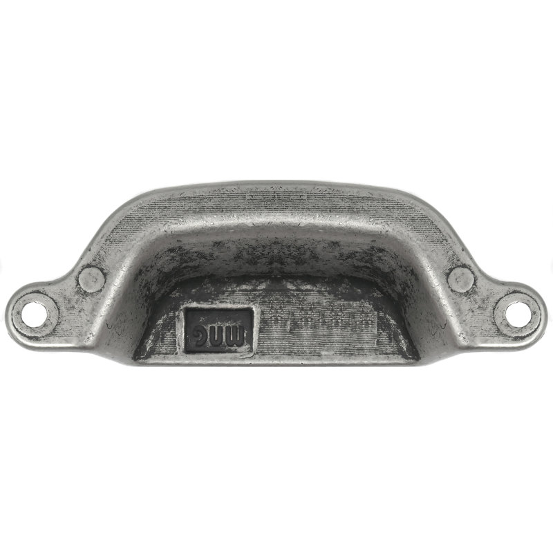 Distressed Pewter 5" Zinc Cup Pull with Mounting Hardware