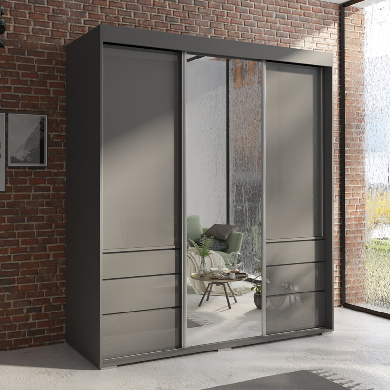 Armoire grise 71 "avec miroir Monaco 71", Gris