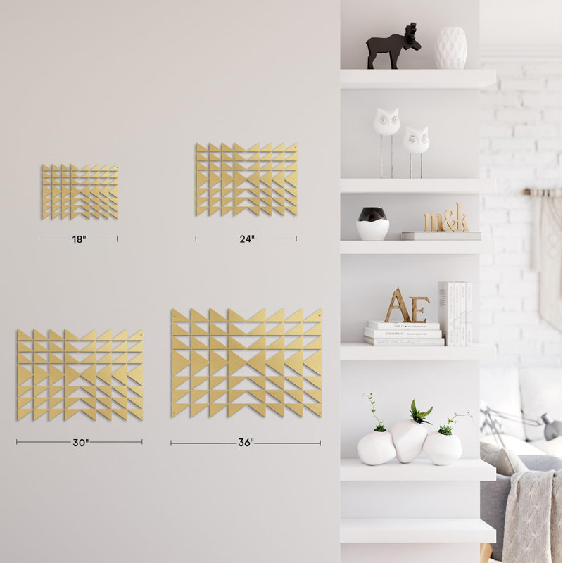 Wall Decor Metal, 24" H x 36" W x 0.05" D, Gold