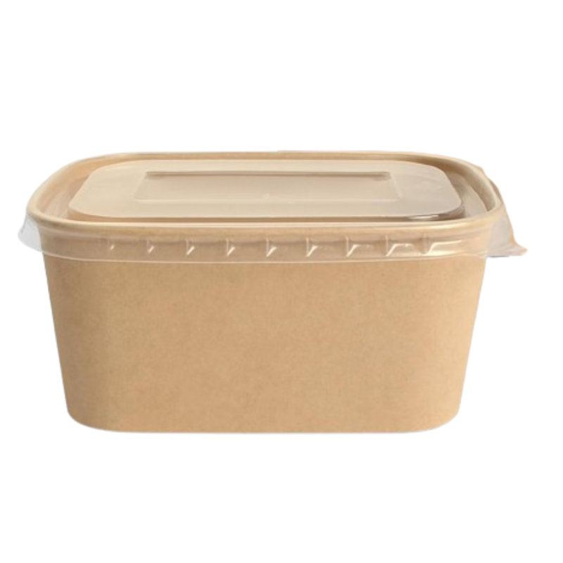 Paquet de 50 bols en papier kraft jetables de 35 oz avec couvercles
