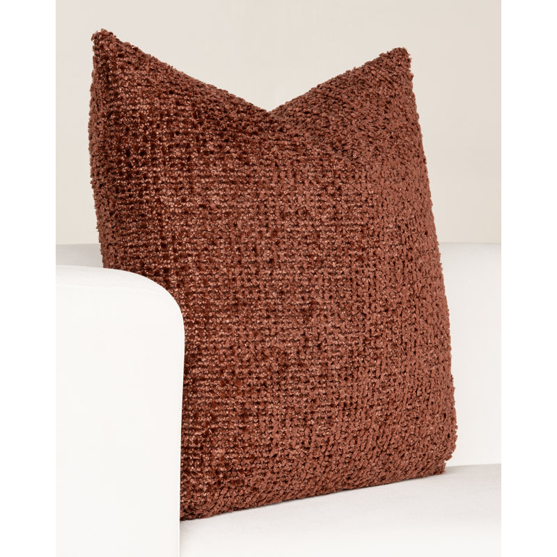 Cozy Chenille Disk Accent Pillow - Textured Sophistication and Comfort, Square 16", Red, Feather