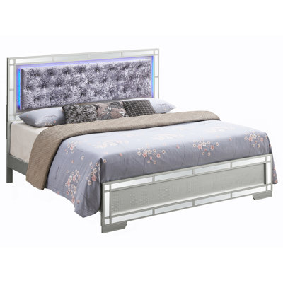 Elegant Silver Champagne Glam Full Bed
