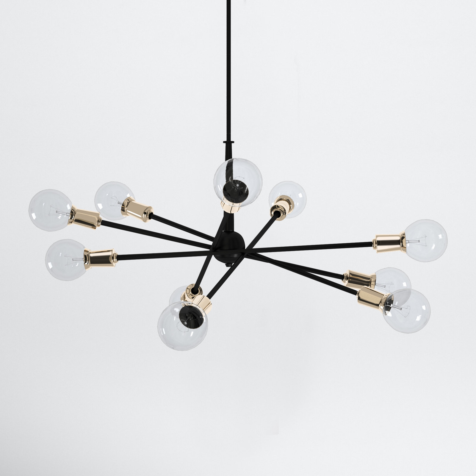 Kyla 10 - Light Dimmable Sputnik Chandelier, Black