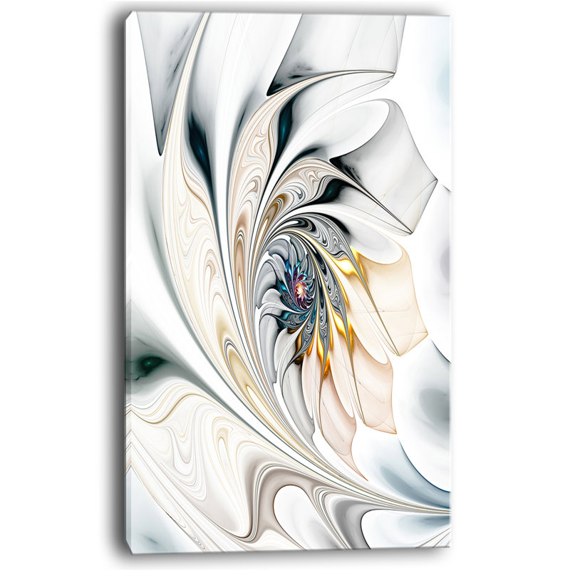 Art floral en verre coloré blanc - Grand art mural à motif floral sur toile, H 40 po x l 20 po, Toile tendue, Sans cadre