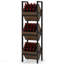 Support à panier industriel 15 po à 3 niveaux avec paniers en angle - Support à fruits et collation vertical rustique, organisateur de tour de rangement debout pour la cuisine, le garde-manger, la salle de bain, le salon - fini brun et noir