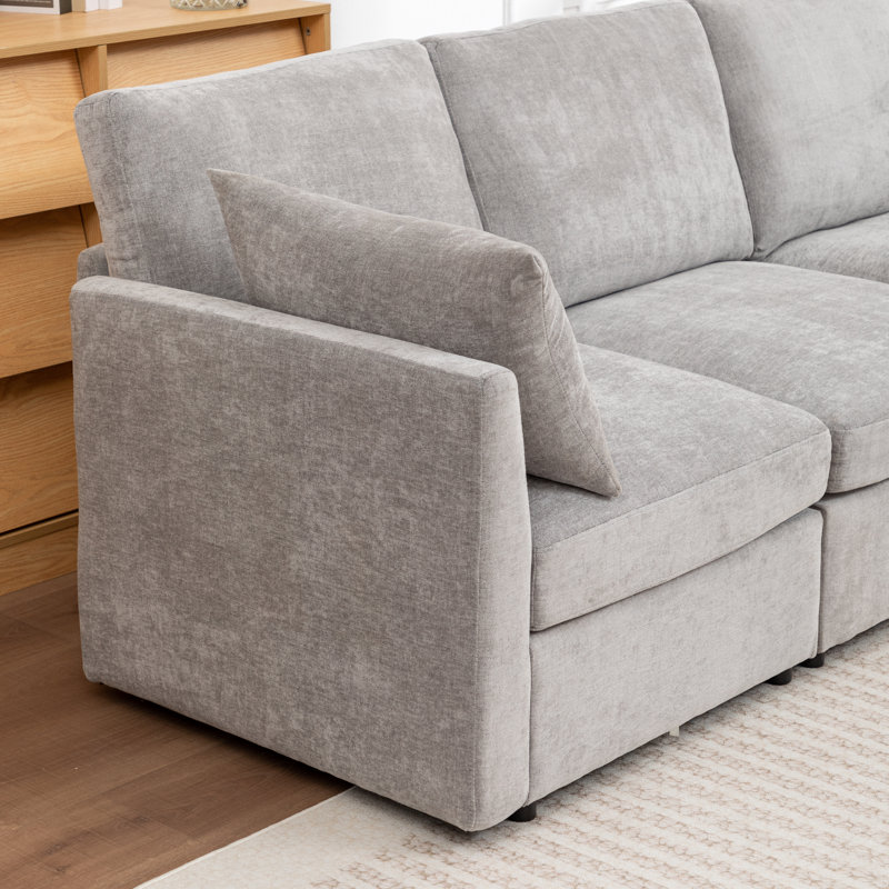 Canapé modulaire rembourré Wilroy, Gris, 4