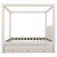 Lit plateforme simple à baldaquin avec lit gigogne et trois tiroirs de rangement, beige