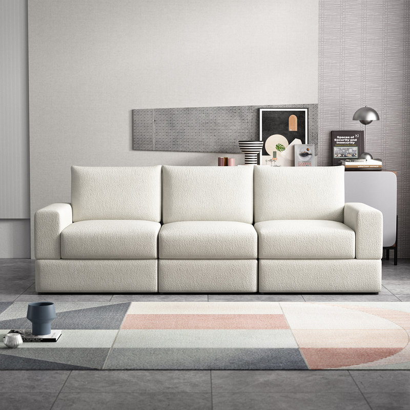 225Cm Polyester Square Arms Standard Sofa 