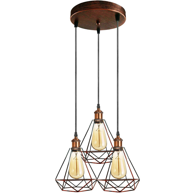 Gallia 3 - Light Cluster Pendant, Rustic Red