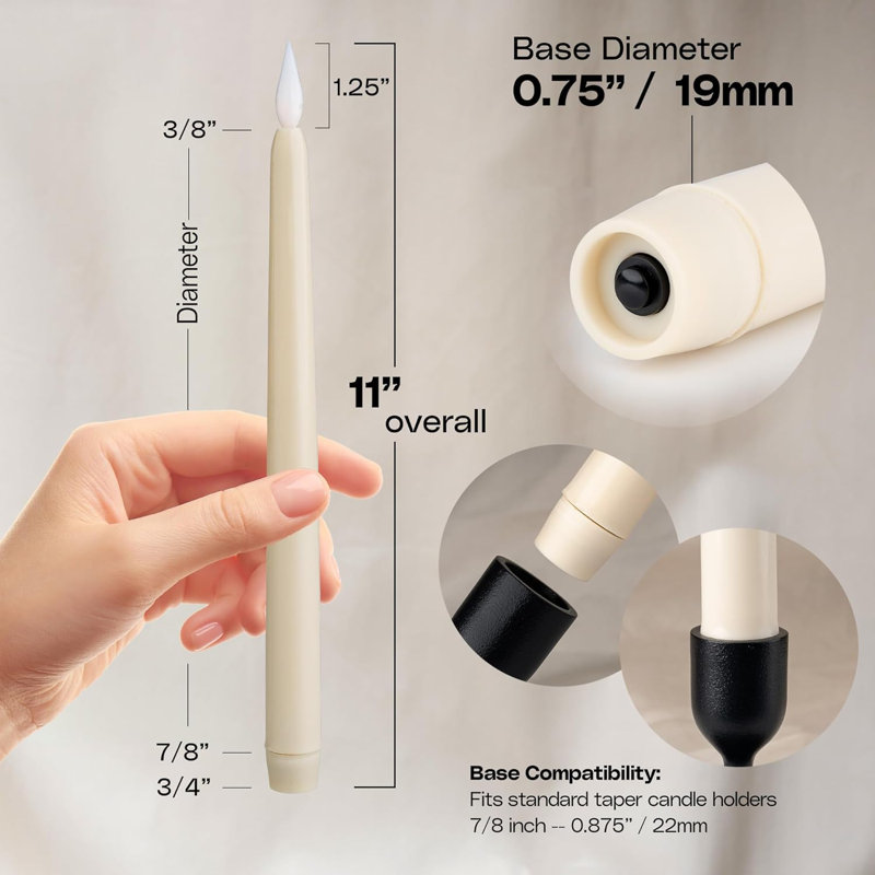 Bougie conique en plastique sans flamme à DEL, 36