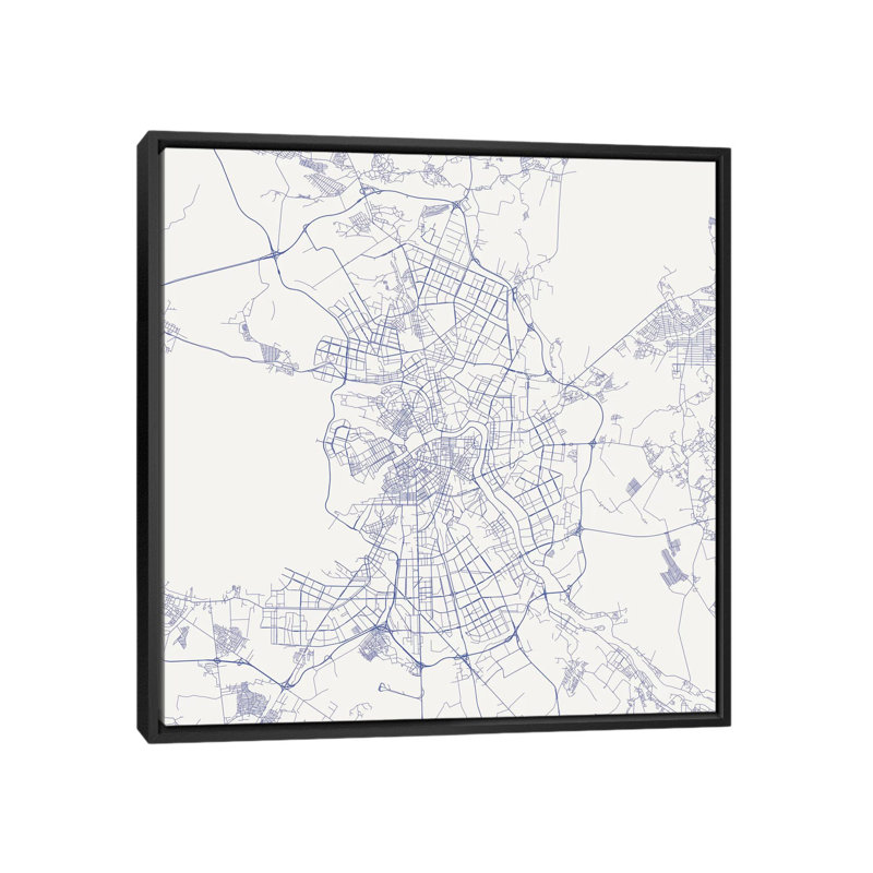 « st. petersbourg routes », impression sur toile tendue, H 18 po x l 18 po x P 1,5 po, Toile avec cadre noir, Pas de tapis
