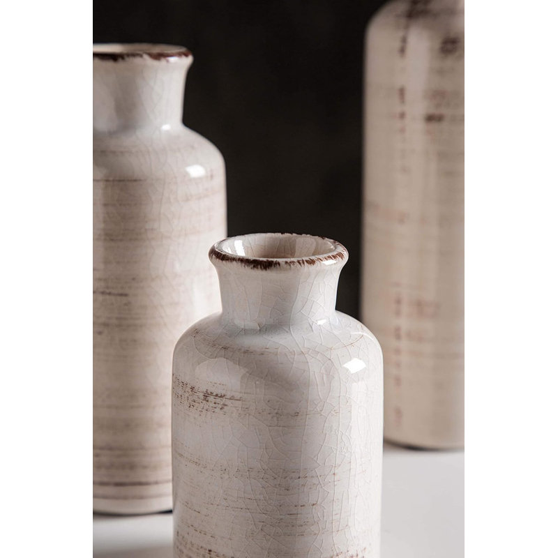 Small White Ceramic Vase Set